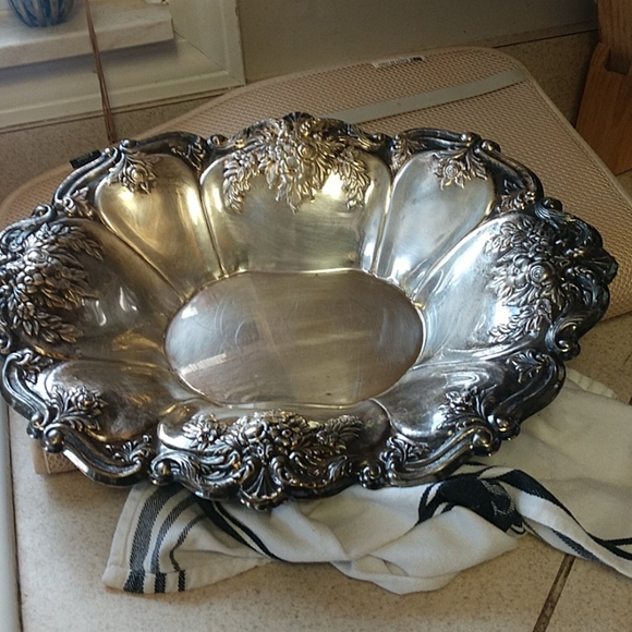 Antique Oneida Oval Silver Bowl,Floral,Large